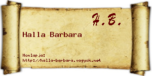 Halla Barbara névjegykártya